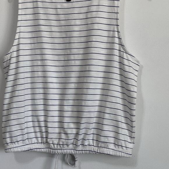 O’Neill Womens Tank Top M Tie Waist Blue Stripe Land That I Love Patriotic Shirt - Picture 8 of 10